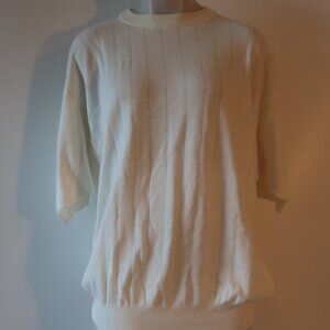 Mens Uomo Couture Vito Rufolo Ivory Knit Cotton Blend Short Sleeve Sweater XL *